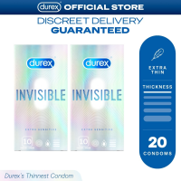 Durex Invisible Extra Thin Extra Sensitive Lubricated Condoms 10s (Set of 2 - 20 Condoms)