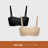 Herah 3D Strapless Wireless Bra Bandeau with Hook Push Up Non-Wired Seamless Plus Size 1pc 2pcs