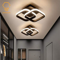 LED Ceiling Lights Modern Design Simplicity Linear Design Semi-Flush Mount Light Square Acrylic Ceiling Lamp Tri-color Dimmable Chandelier for Living Rooms Bedrooms Hallway Office (Black)