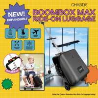 Chaser Boombox Max Expandable Ride-On Luggage with TSA Lock Detachable Stroller Wheels and Safety Guard Rails for Airplanes