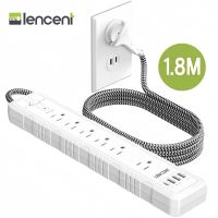 LENCENT 2 Prong Power Strip 3 to 2 Prong Outlet Adapter Two Prong Surge Protector 1.8M Extension Cord with Polarized Plug 6 AC Outlets & 4 USB(1 Type-C) Flat Plug for Non-Grounded Outlets
