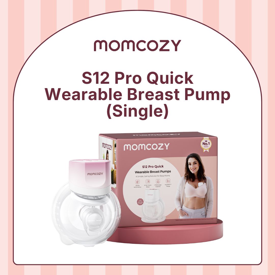 Momcozy Breast Pump S12 Pro Quick Hands-Free Wearable & Wireless Pump with DoubleFit Hybrid Flange 3 Modes & 9 Levels Electric Pump Portable Smart Display 24mm Flange 1 Count