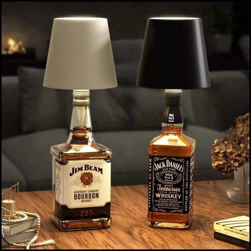 LED Wine Bottle Lamp Reading Wireless Bottle Lamp 3 Colors Dimmable Wine Bottle Light USB Rechargeable Small Night Light