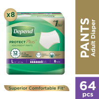 Depend Protect Plus Absorbent Pants Adult Diapers Large - 8pcs x 8 packs (64 pcs)