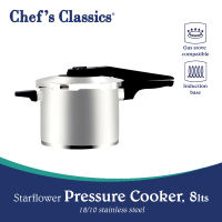 Chefs Classics Starflower Stainless Steel Pressure Cooker 8lts