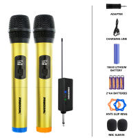 Wireless Microphone Dual Handheld Dynamic Mic Karaoke Microphone UHF 18650 battery work time 6-8 hours 50M / 164ft For Karaoke Meeting Party Church DJ Wedding Home KTV Set