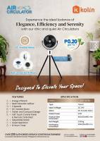 Kolin Tripod Air Circulator Model KCF-10TRD with DC Inverter Motor Energy Saving up to 60% Multi-Dimension Air Flow Remote Control.