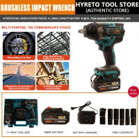 Hyreto 1000N.M All Copper Brushless Electric Wrench Cordless Portable High Torque Impact Spanner Drill Power Tools Li-ion Batteries Original Rechargeable Electric Impact Wrench Tools