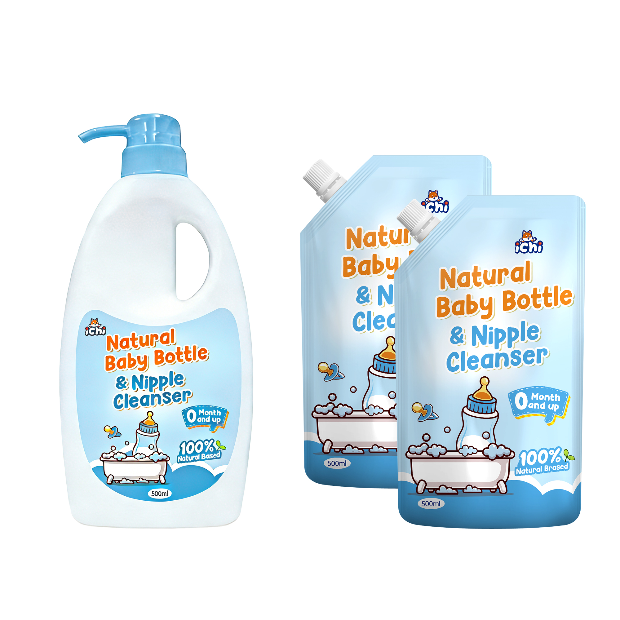 [GREAT VALUE!!! Buy 3 Take 1] ichi Baby Feeding Bottle Cleanser Pack of 4 (500ml each) Nipple Cleanser Refill Non-toxic Solution food grade best baby dish soap pediatrician approved free shipping essentials