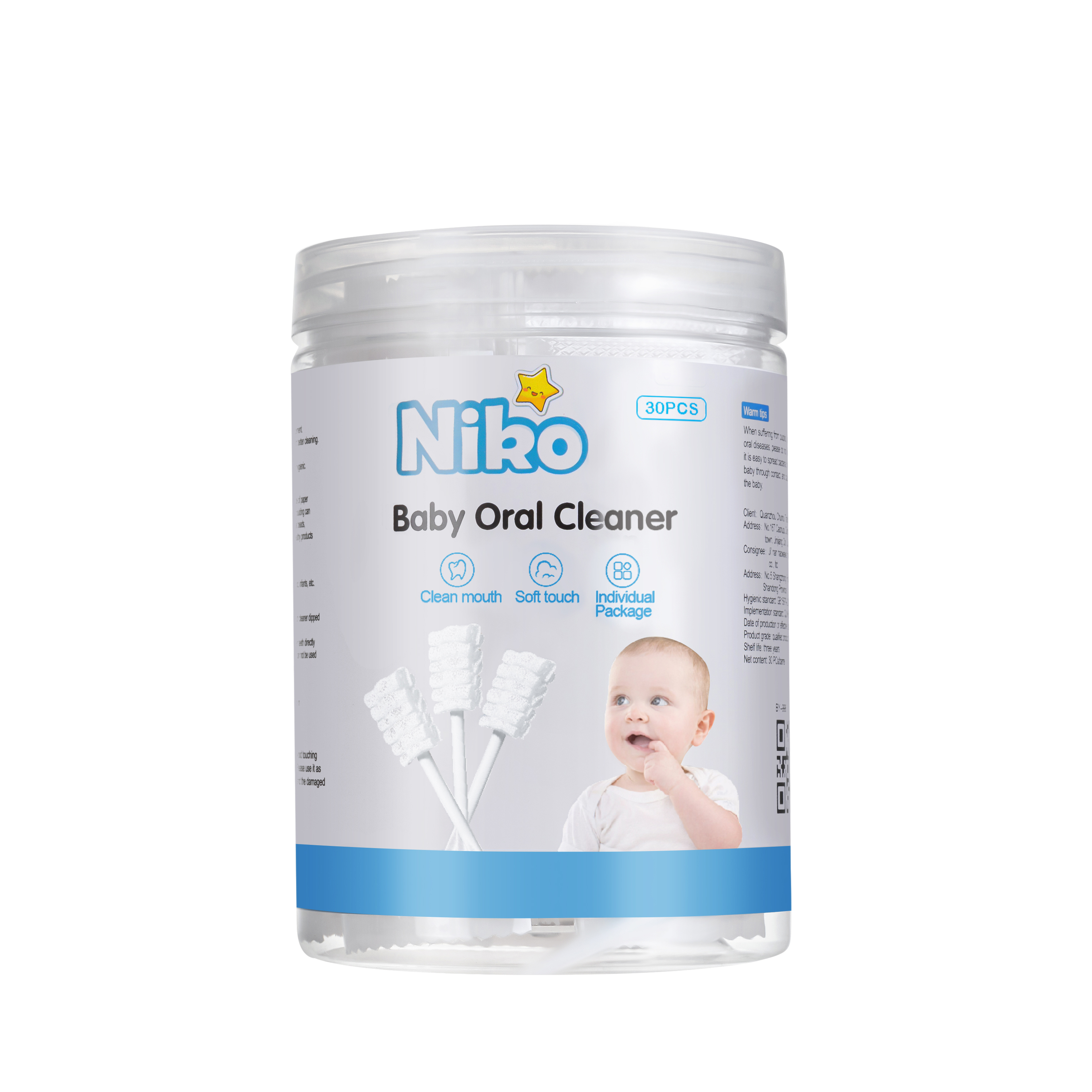 NIKO Baby Oral Cleaner 30pcs Medical Cotton Swab Gauze Disposable Infant Toothbrush FDA Approved