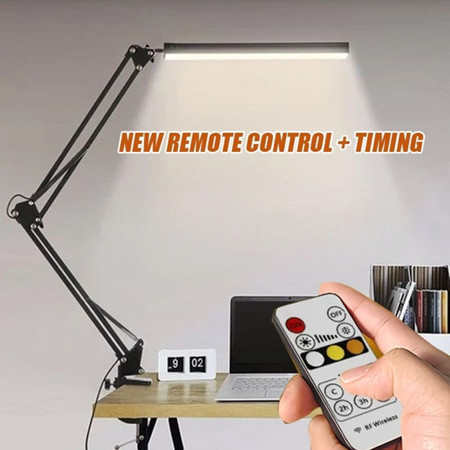 UORRIS Desk Lamp LED with Clamp 360° Swing Arm Lamp Eye-caring 3 Lighting Modes for Home Office