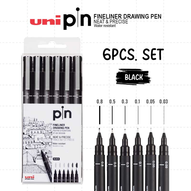 Uni Pin SET Waterproof Fineliner – Ideal for Artists Architects Designers & Calligraphy