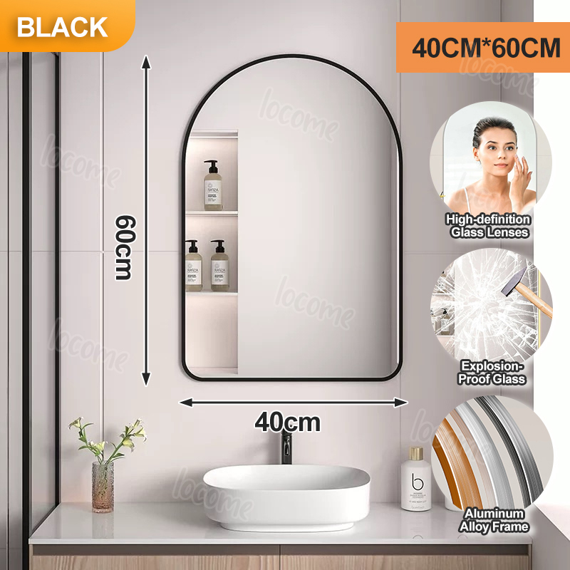 Bathroom mirror Rectangular mirror with shelf Non-Perforated toilet mirror washbasin mirror paste washstand mirror Dressing mirror