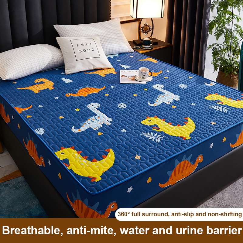 DreaME New 100% mattress cover waterproof bed cover ng kama Quilted Cotton Mattress Pad Fitted Bed Sheet Single/Twin/Double/Queen/King Size Mattress Protectors & Toppers bed protector waterproof mattress protector bed foam cover Fitted Bed Sheet