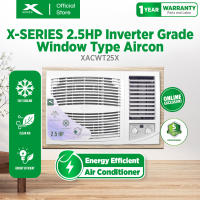 Xtreme/X-SERIES 2.5HP Inverter Grade Window Type Air Conditioner Hydrophillic Aluminum Fins High-Efficiency with Multiple Fan Speeds with Temperature Control Display-Manual with Remote Energy-Saving | Built-In Filter | Anti-Rust Body(White) [XACWT25X]