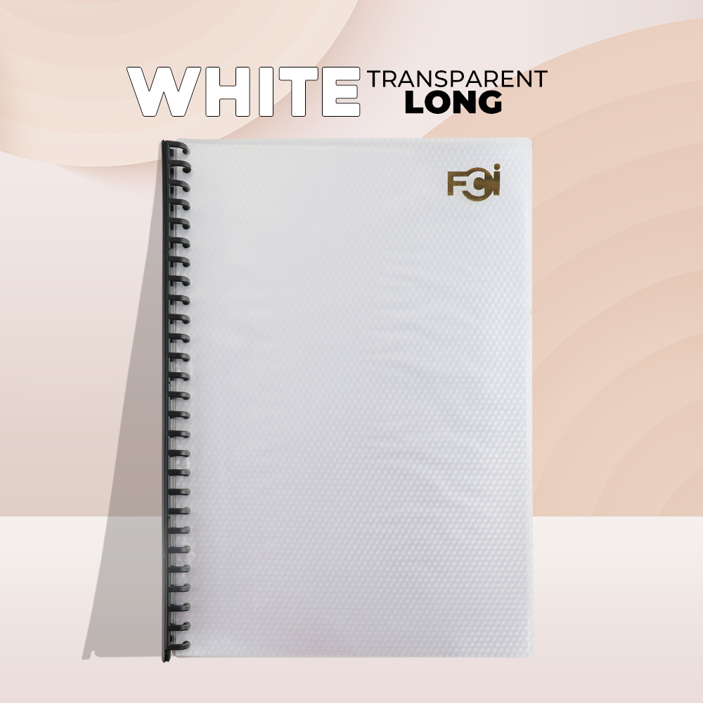 FCI Transparent Long Clear File Folder with Plastic Sheets 20 Pockets Ring Binder Book with Clear Sheets FCSold in (Sold per pc)