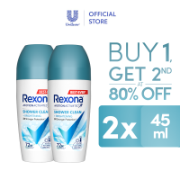 [BUY 1 GET 1 80% OFF] Rexona Women Shower Clean Antiperspirant Roll On 45ml