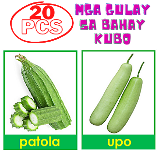 Flashcards for kids Mga Gulay sa Bahay Kubo / Vegetables / Sari-saring ...