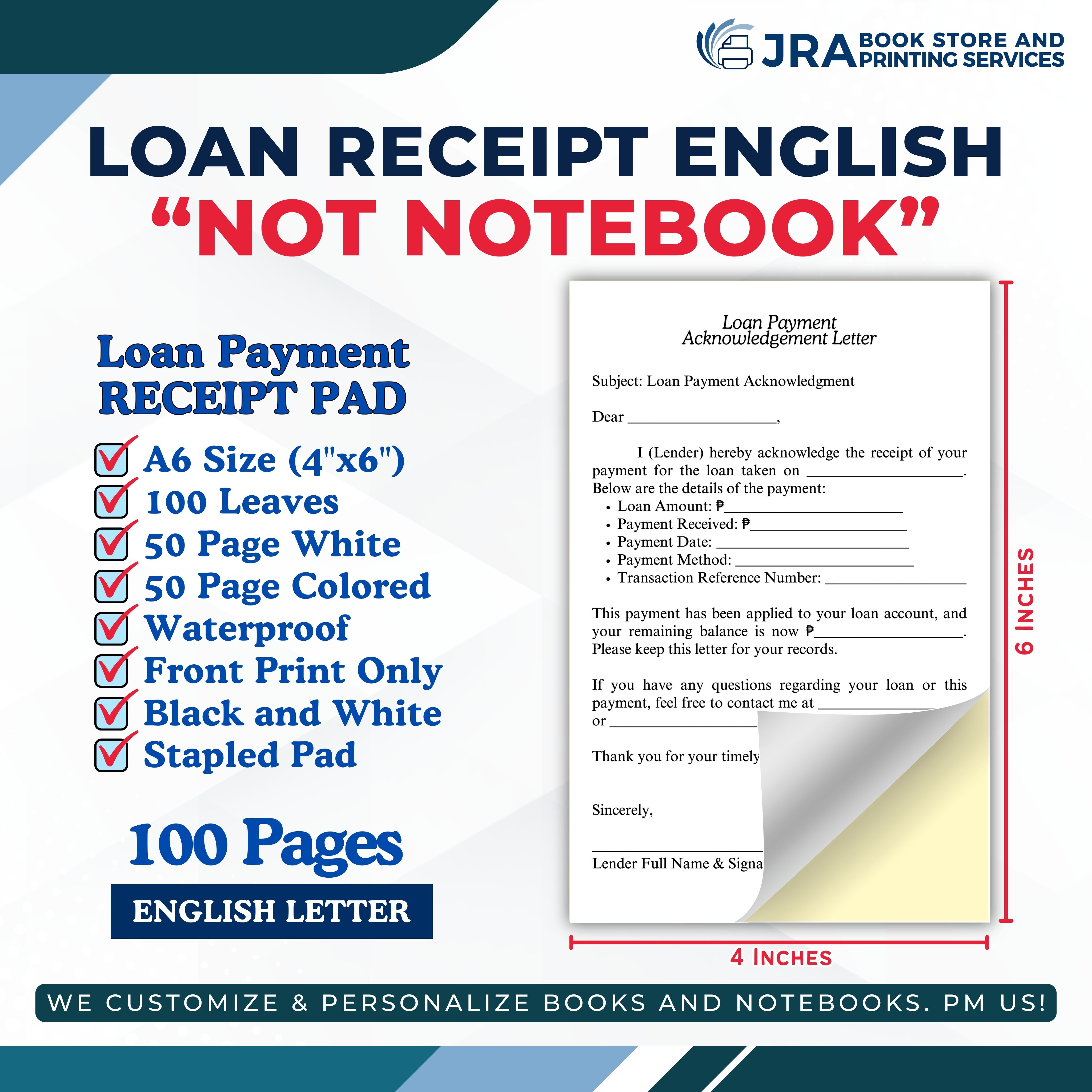 Loan Agreement Tracker Notebook – English & Tagalog for Lending & Payments 160 Pages (80 Sheets) | SNB 3 GBF 15