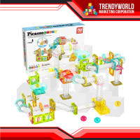 Picasso Tiles Magnet Tile Building Block 80pc Marble Run with Launcher
