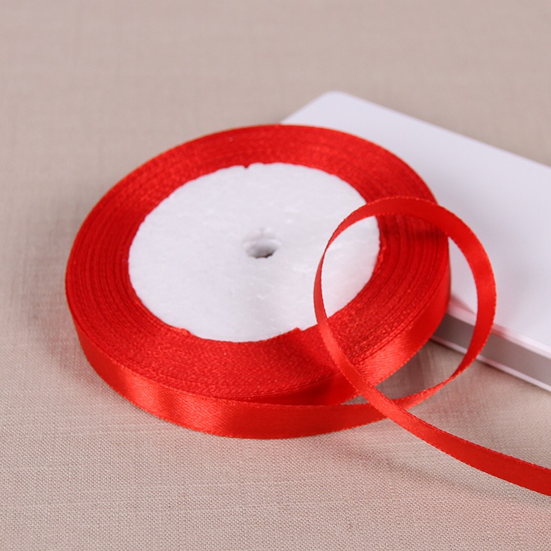 Allen Mall- Red Satin Ribbon 100% Polyester Multi-size x Continuous 25 Yards for Bows Bouquet Gift Wrapping Wedding Decorations Etc.