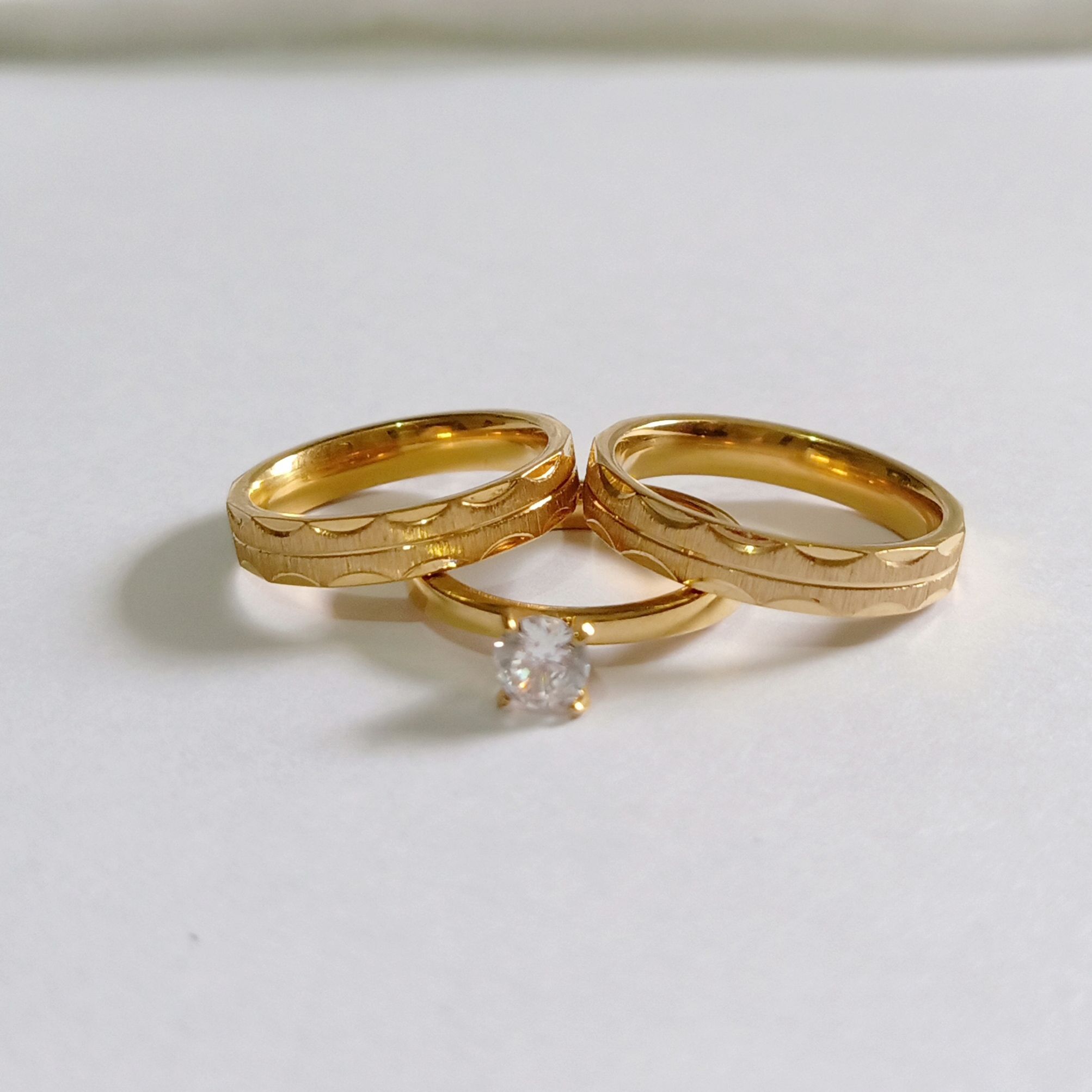Couple Ring Wedding Ring Engagement Ring 3 In 1 Gold Plated With Free Box ( 3  Rings ) Review And Price