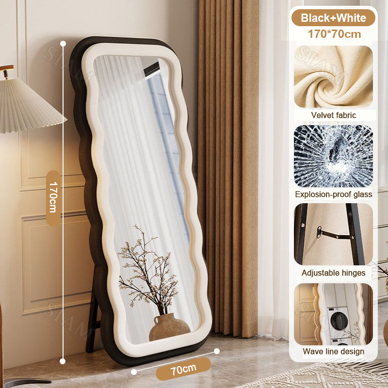Full Whole Mirror 160/170cm Wave Mirror Floor Mirror with Stand Dressing Mirror
