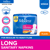 Modess Long Cottony Soft with Wings Sanitary Napkin 8s - Regular Flow Fast Absorbing vs Leaks