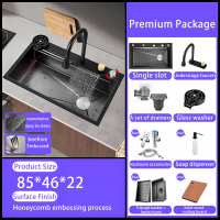 【Fast delivery】Digital Display Waterfall Kitchen Sink Stainless Steel Sink Bowl Wash BasinHome Sink lababo stainless complete set