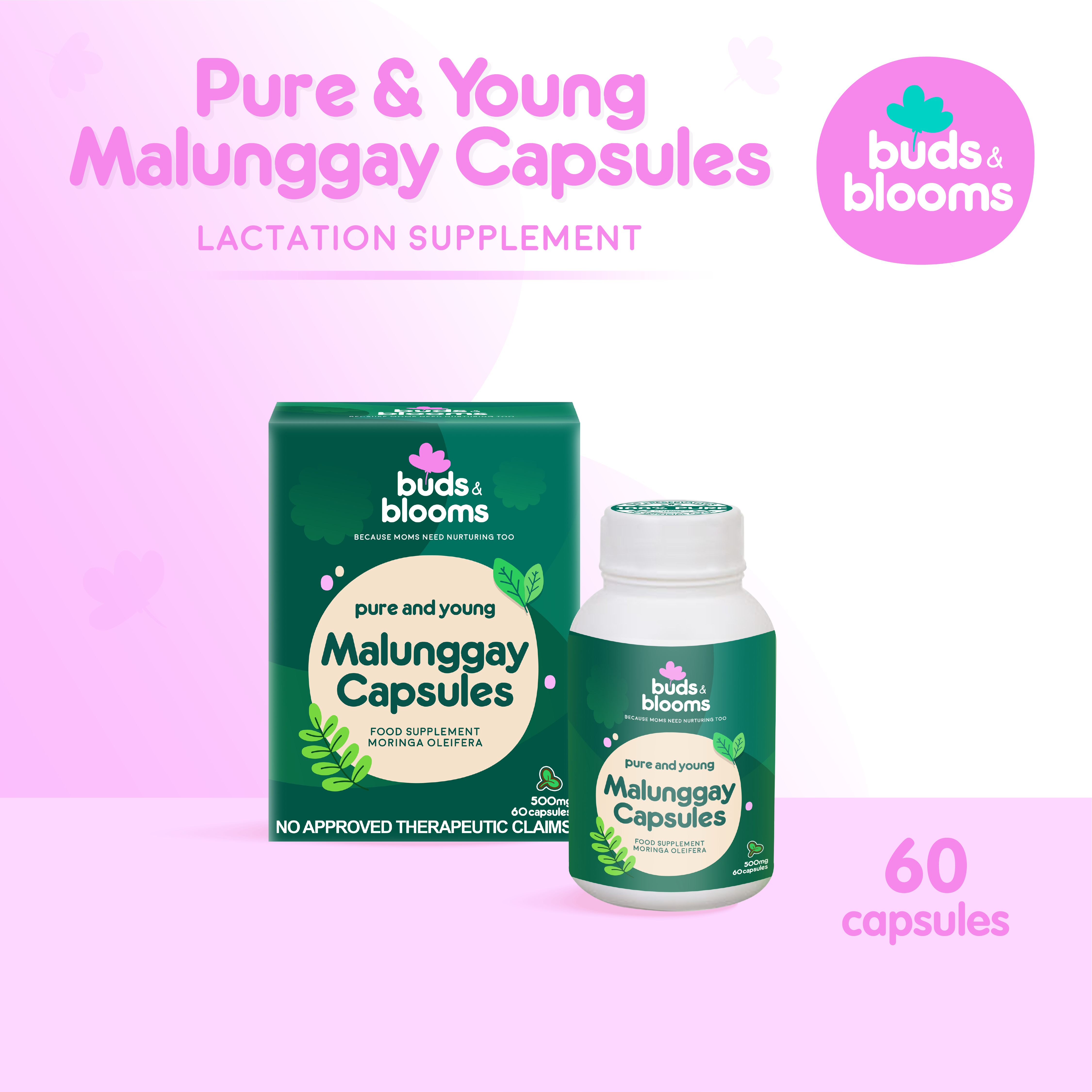 Buds & Blooms Pure and Young Malunggay Capsule - 60 Capsules