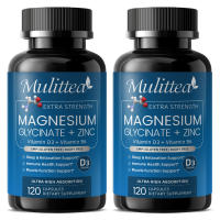 Mulittea Magnesium Glycinate 500mg Capsules with Zinc Vitamin D3 & B6 - Promotes Nerve Bowel Relaxation Function Vegan Capsules for Women & Men