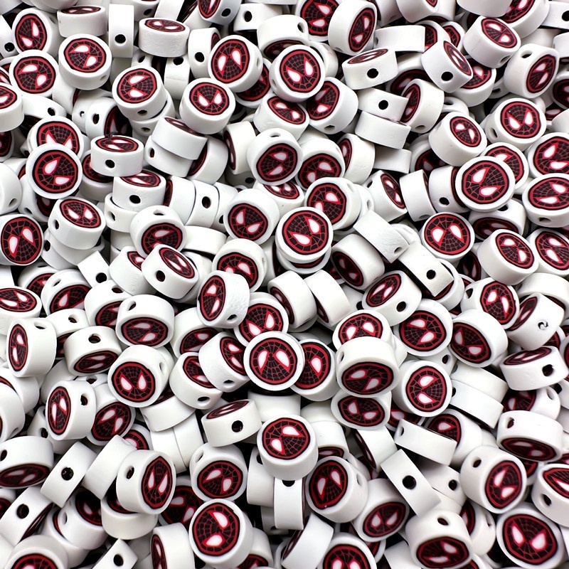 Manilago 30pcs 10mm Polymer Clay Marvel Spider-Man Hero Beads DIY Handmade Jewelry Bracelet Making