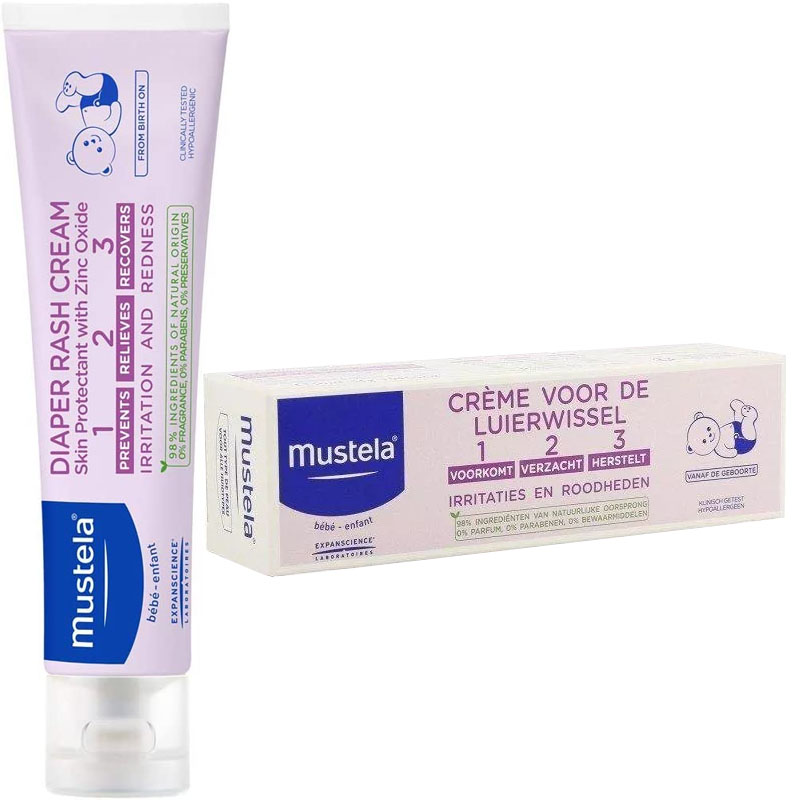 Mustela 1.2.3. Vitamin Barrier Cream Baby Skin Protectant with Zinc Oxide Fragrance-Free