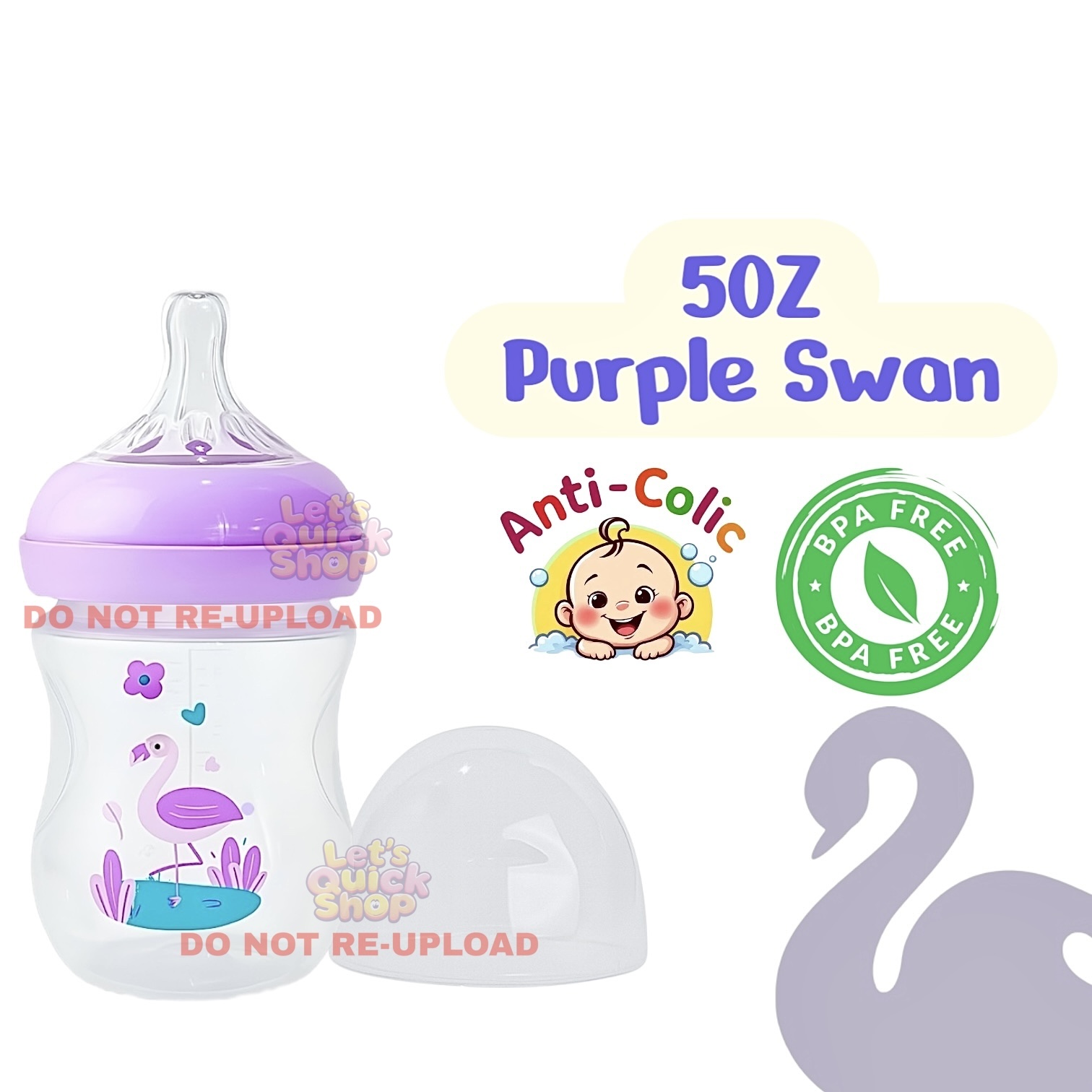 5oz 8oz 11ozCute BPA Free PP Milk Feeding Bottle for Baby Anti-Colic & Wide Neck like Avent & Momeasy Nipple - Leak Proof