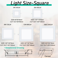 JACKSUN Recessed Ceiling Light Pinlight Led Downlight Drop Light Ultra-Thin Panel Modern Design  3CCT Spotlight Pin Lights Tricolor/Warm/White 3W-18W Led Ligths For Ceiling Home House Bedroom Livingroom With drive