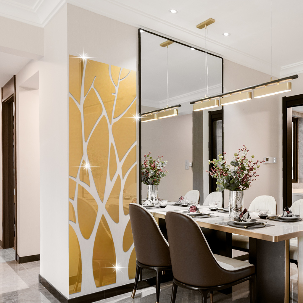 Mirror wall stick self-adhesive branches 3D acrylic living room dining room porch TV background wall stick