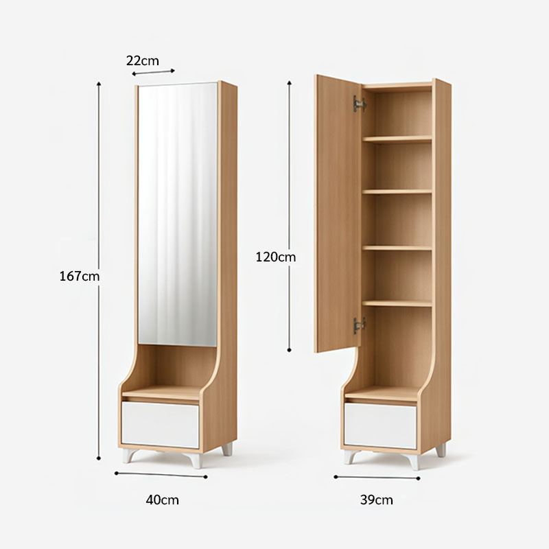 Full-Length Floor Standing Mirror With Hidden Multi-layer Storage Cabinet Minimalist Modern Bedroom Dressing Mirror