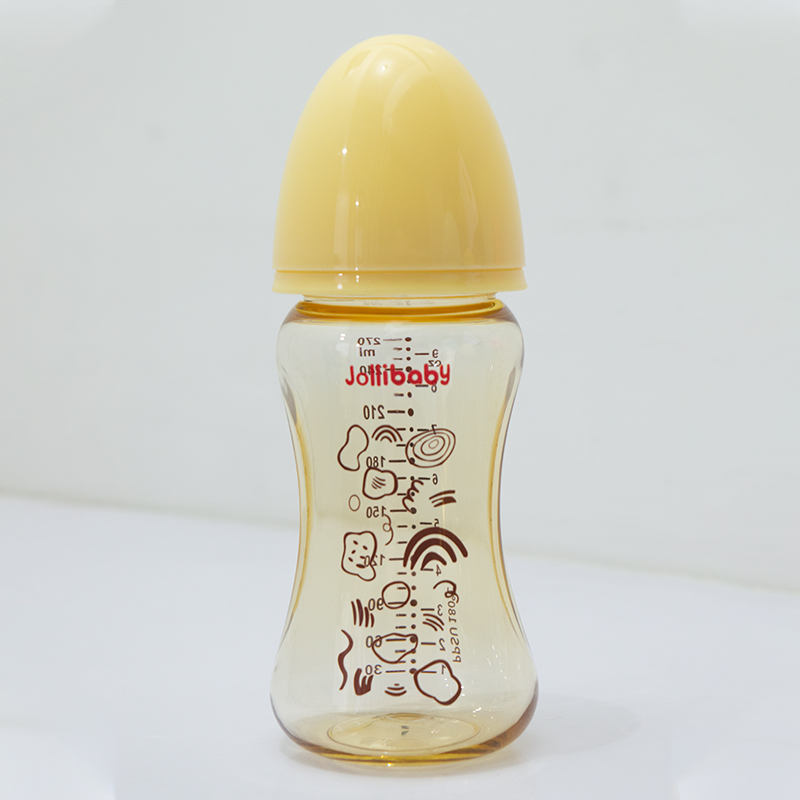 5cm PPSU Jollibaby Newborn Baby Nursing Bottle Chrome Cap Non-Slip Carved Bottle Body Silicone Teats