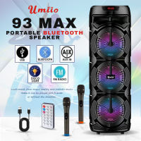 Umiio 93MAX 8.5Inchs*3 Bluetooth speakers super bassaudioTwo wireless microphonesBattery lasts 3-4 hours