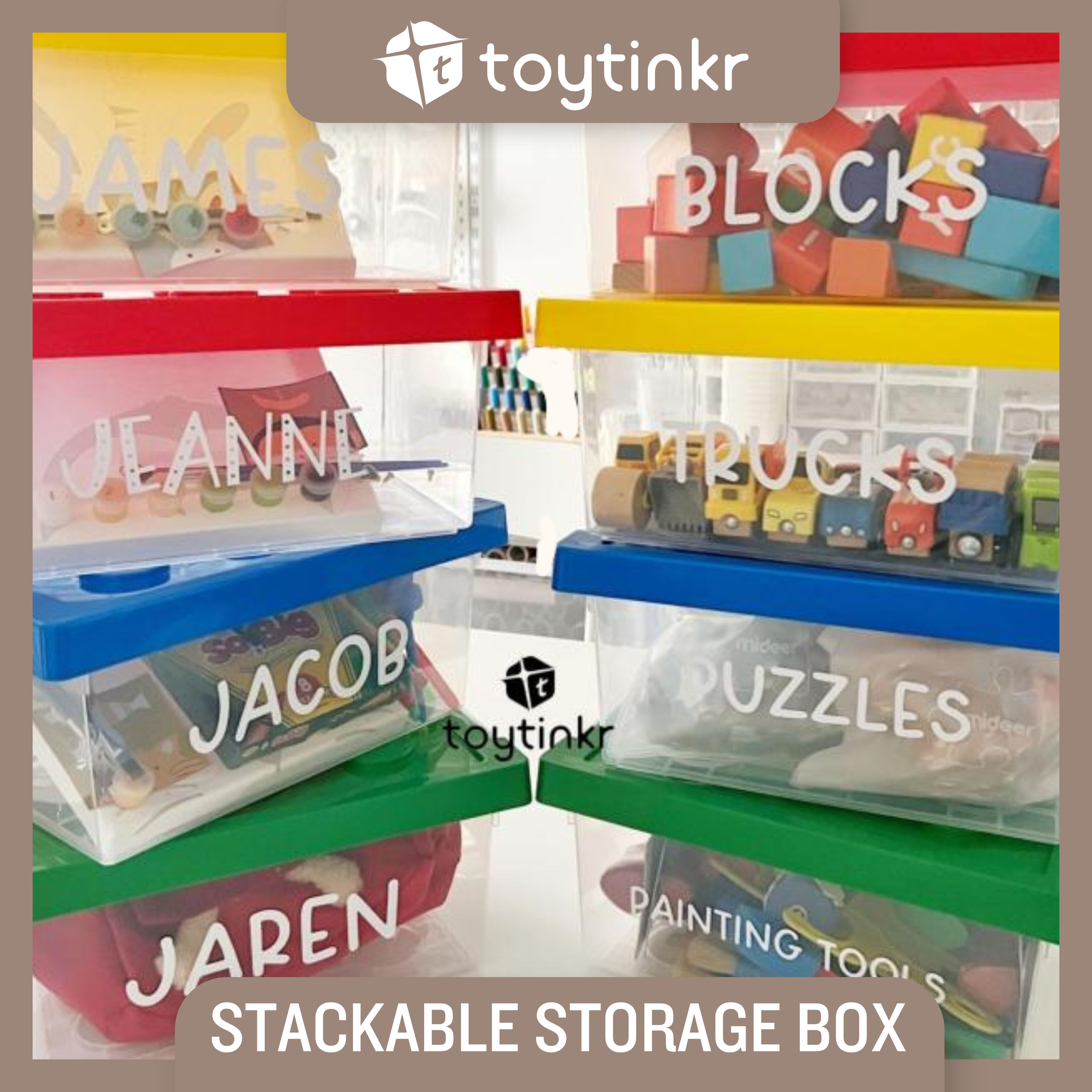 Stackable Toy Organizer Box for Kids Toys by Toytinkr