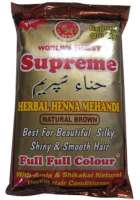Supreme Mehandi Henna Powder From India - Natural Brown (150g) With Free 2 Pieces Plastic Gloves