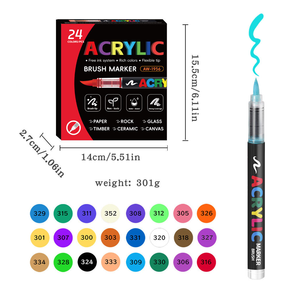 12-120 Colors Acrylic Paint Pens Markers Brush Tip Paint Markers For Rock Painting Wood Canvas StoneChristmas Gift DIY Crafts