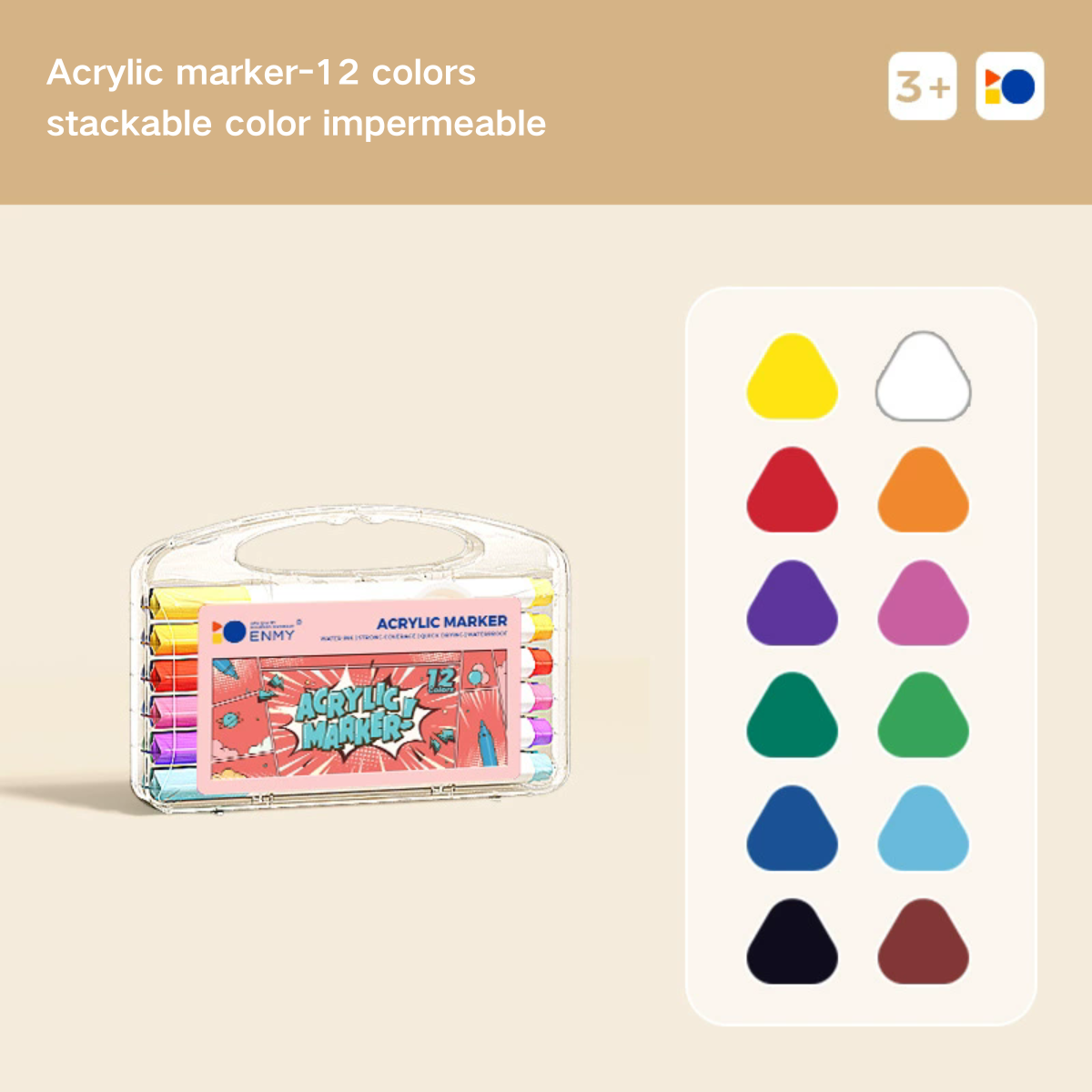 ENMY Acrylic Marker Pen Acrylic color Paint Drawing Colour Painting Art Multi Surface Use magic Marker Pen acrylic painting set school stationery