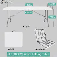 LIVABLE Folding Table 4FT (122cm) Folding Half Table Outdoor Portable Folding Table Long Table Dining Table Office Table