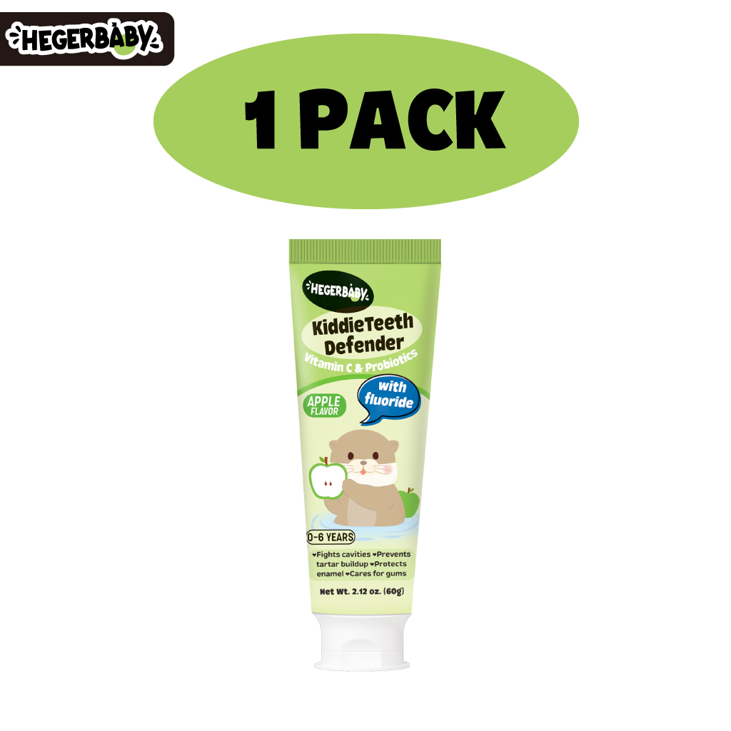 Hegerbaby Kiddieteeth Defender Toothpaste - Green Apple Flavor Kid Fluoride Whitening Milk Teeth 60g