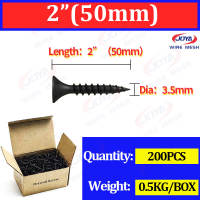 0.5KG Per Box(520Pcs) Black Screw for wood and metal 1inch to 3inch Flat Head Gysum Screws