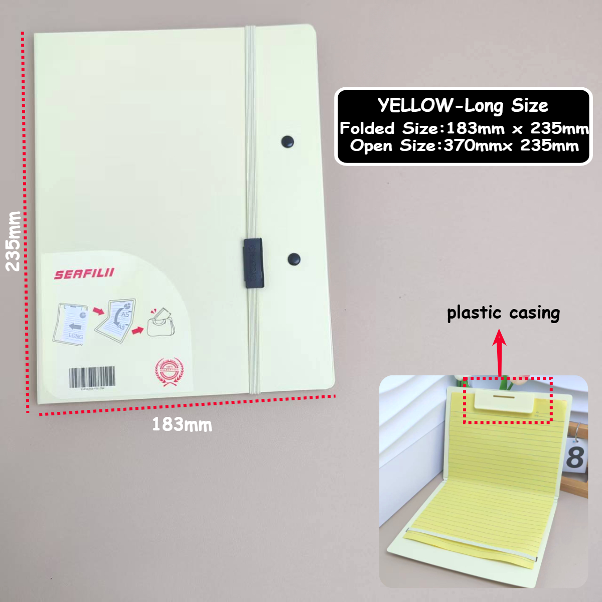 Long Foldable Clipboard Folder Folding Board Portable ClipBoard with Strap School Office Purple-Long