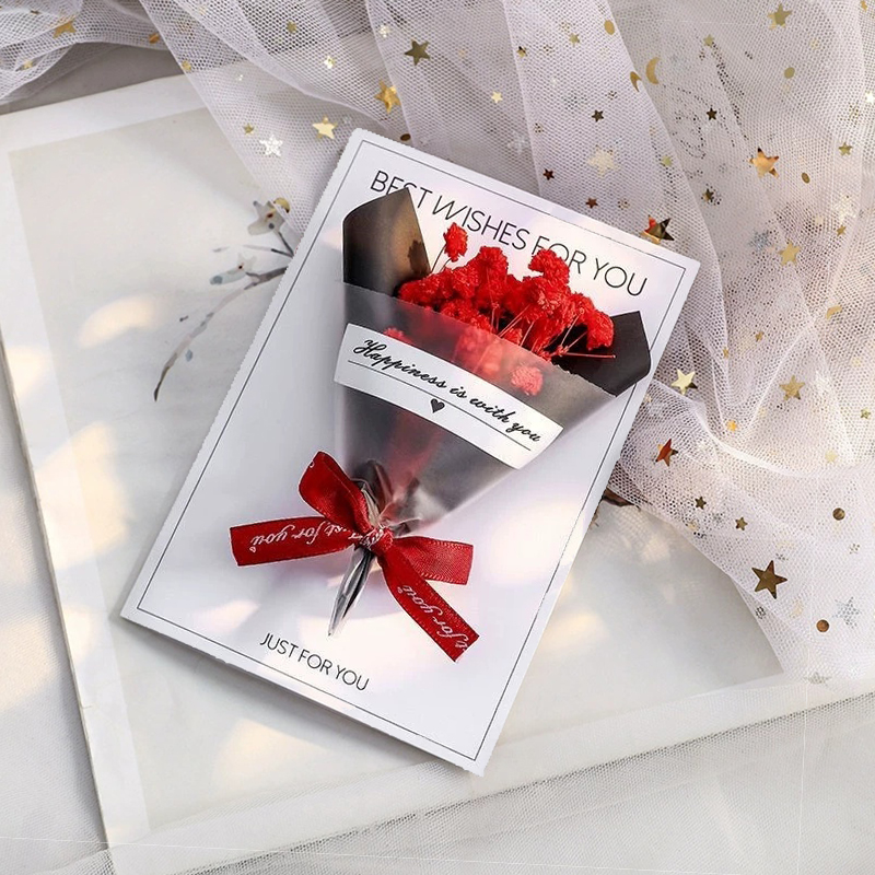 Gift Card Dried Flowers Greeting Card Creative DIY Gift Small Bouquet Invitation Card Birthday Greeting Card