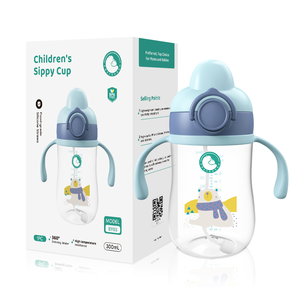 Dr.isla BY01 Baby Drinking Bottle Child Learn Water Milk Cup with Gravity Ball Straw Handle & Strap Bottle 250ml Baby Feeding Bottle Sippy Cup For Baby Portable Handle Straw Feeding Cup Baby Drinking Bottle Sippy Cup For Baby 1 Year Old