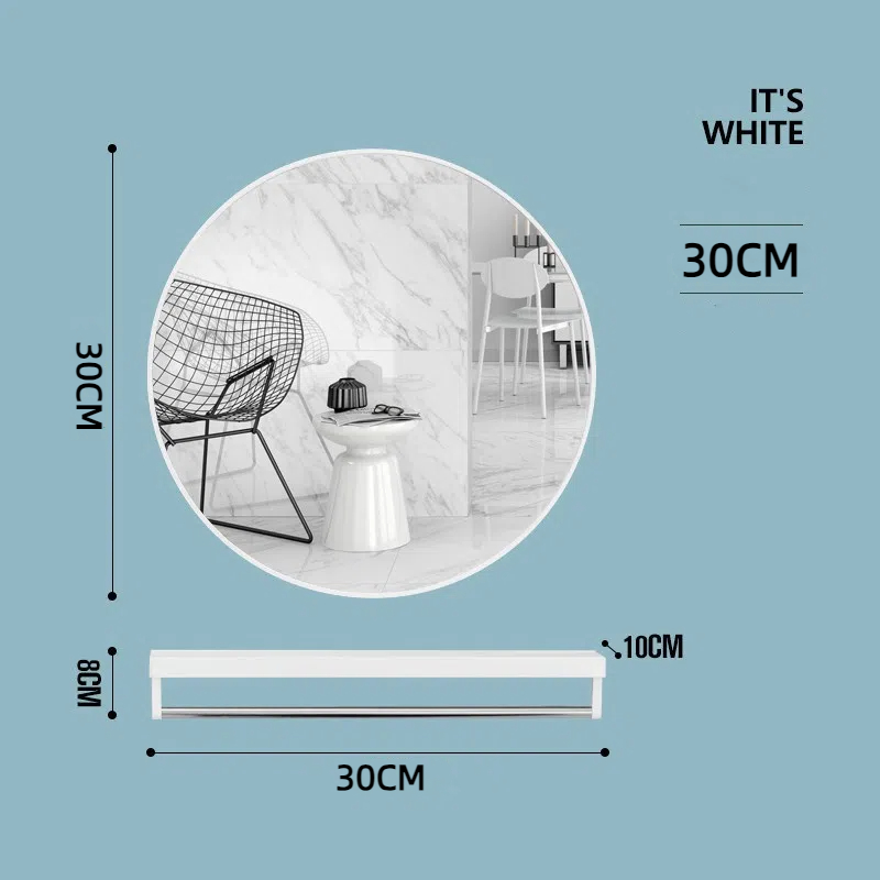 Wall Round Mirror Home Decor Bathroom Mirror Wall Mounted Round Mirror Black White Metal Frame
